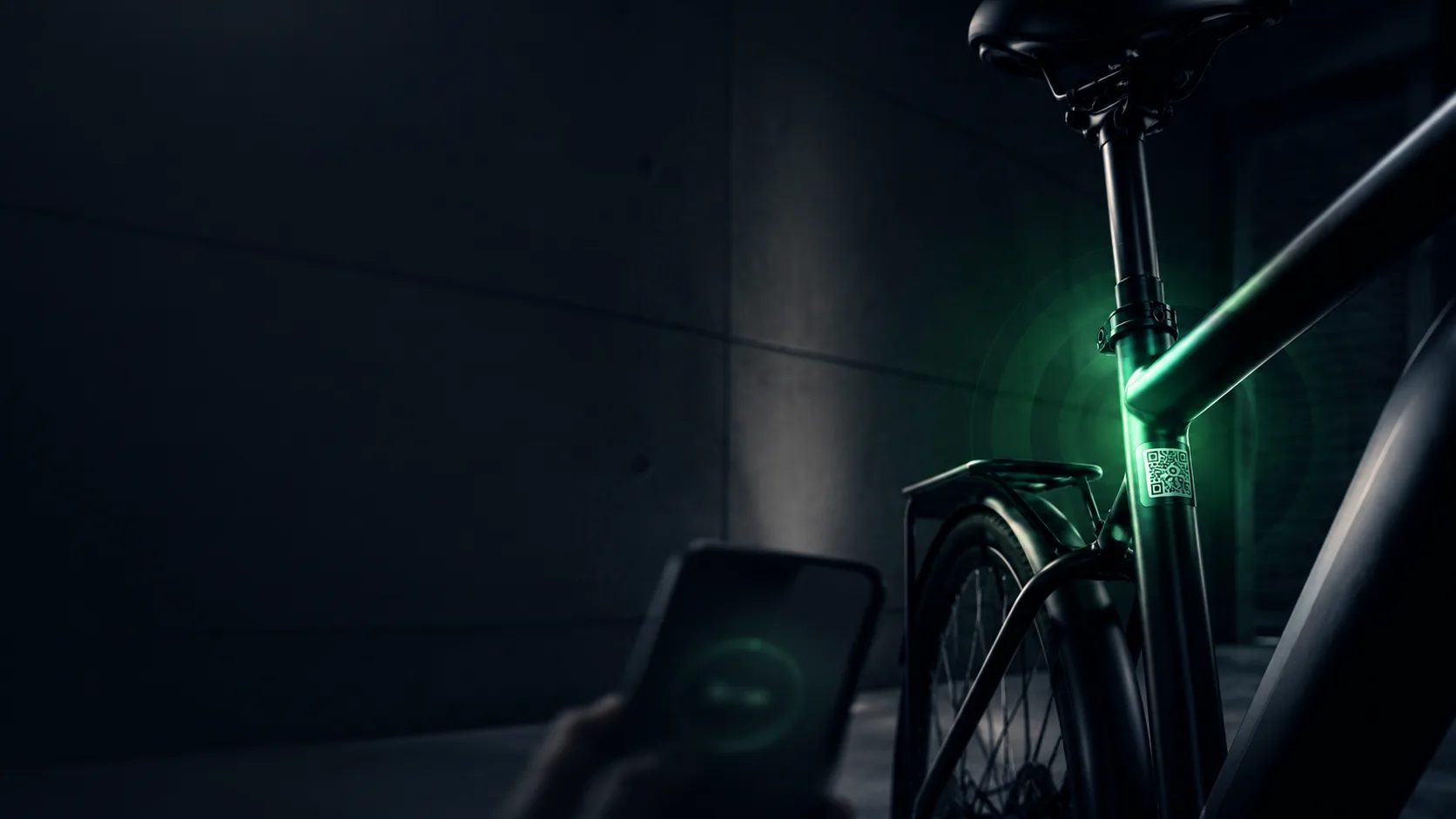 A phone scanning a bike's QR code and showing a verified result